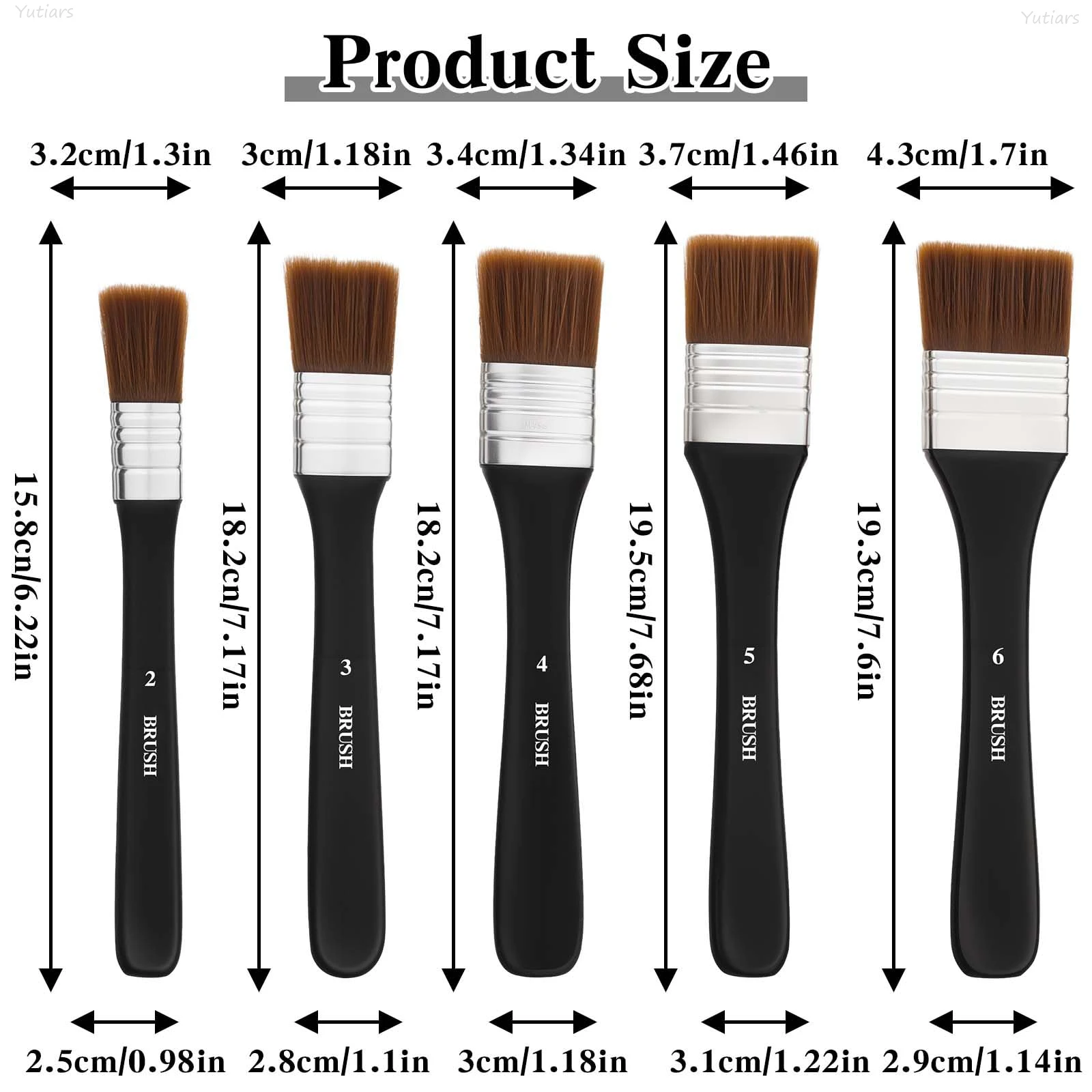 1/5 Pcs Wide Flat Nylon Chip Paintbrushes, Multi-use Brushes for Acrylic, Watercolor, Gesso, Varnish Application on Canvas