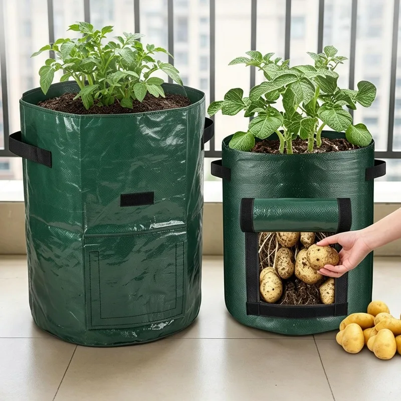 Potato Grow Bags 7/10Gallon Garden Planting Bag with Flap Windows and Handles Vegetable Grow Bags for Potato Onion Tomato Carrot