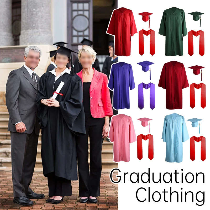 1 Set Graduation Uniform Set High School College Bachelor Hat Graduation Cloak Graduation Gown Costume Outfit Photography Props