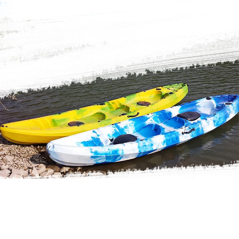 مصنع رخيصة الثمن قارب بلاستيكي زورق شفاف 2 مقاعد محرك طعام مزدوج كاياك مع سترة نجاة2025