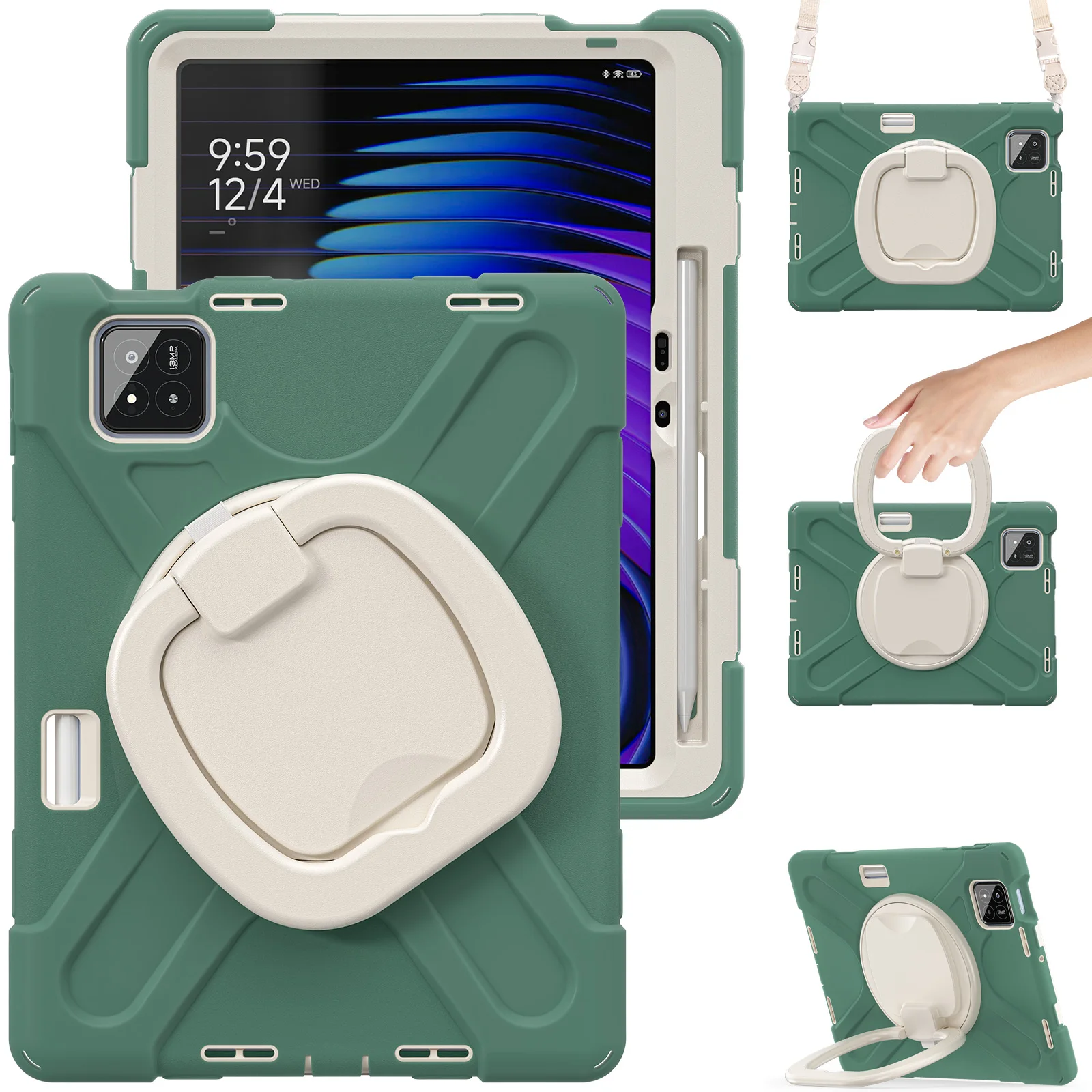 

360 Rotating Kids Case For Official Xiaomi Pad 7 Pro 2024 11.2 inch Hybrid Stand Cover With Portable Handle Grip Shoulder Strap