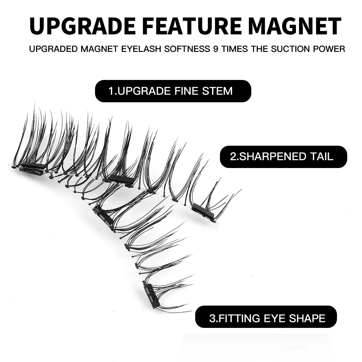 3D Natural Magnetic Eyelashes False Mink Invisible Long Magnetic Lashes Natural Thick False Eyelashes Soft for Eyelashes Extensi