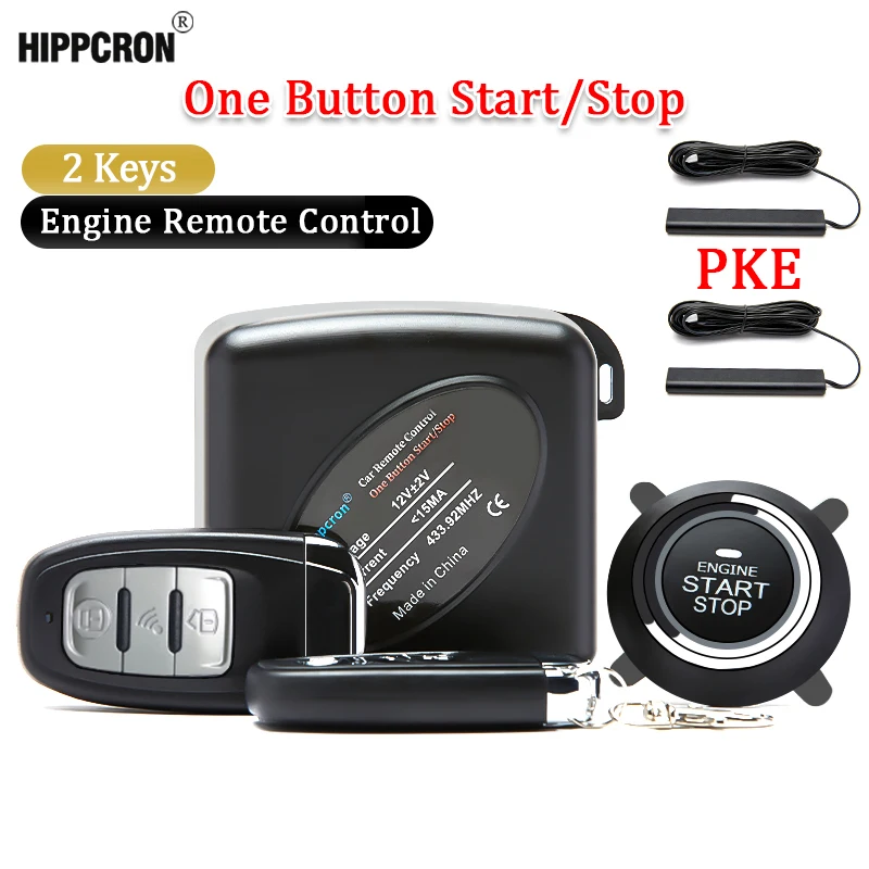 

Hippcron Car Alarm Remote Control PKE Car Keyless Entry Engine Start Alarm System Push Button Remote Starter Stop Auto