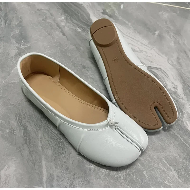 Split-Toe Damen Ballerinas Modische Tabi-Schuhe Lässige Slip-on Loafers Damen Plissierte Leder-Espadrilles Zapatillas Mujer – Detail 20