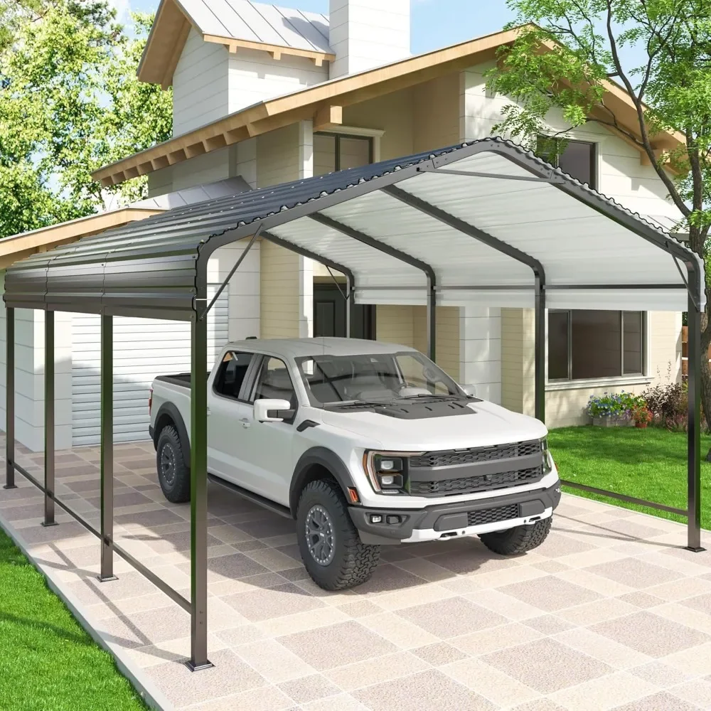 

10x15 Metal Carport Carports with Enhanced Base Heavy Duty Garage Outdoor Galvanized Car Shelter for Car, Boats and Truck