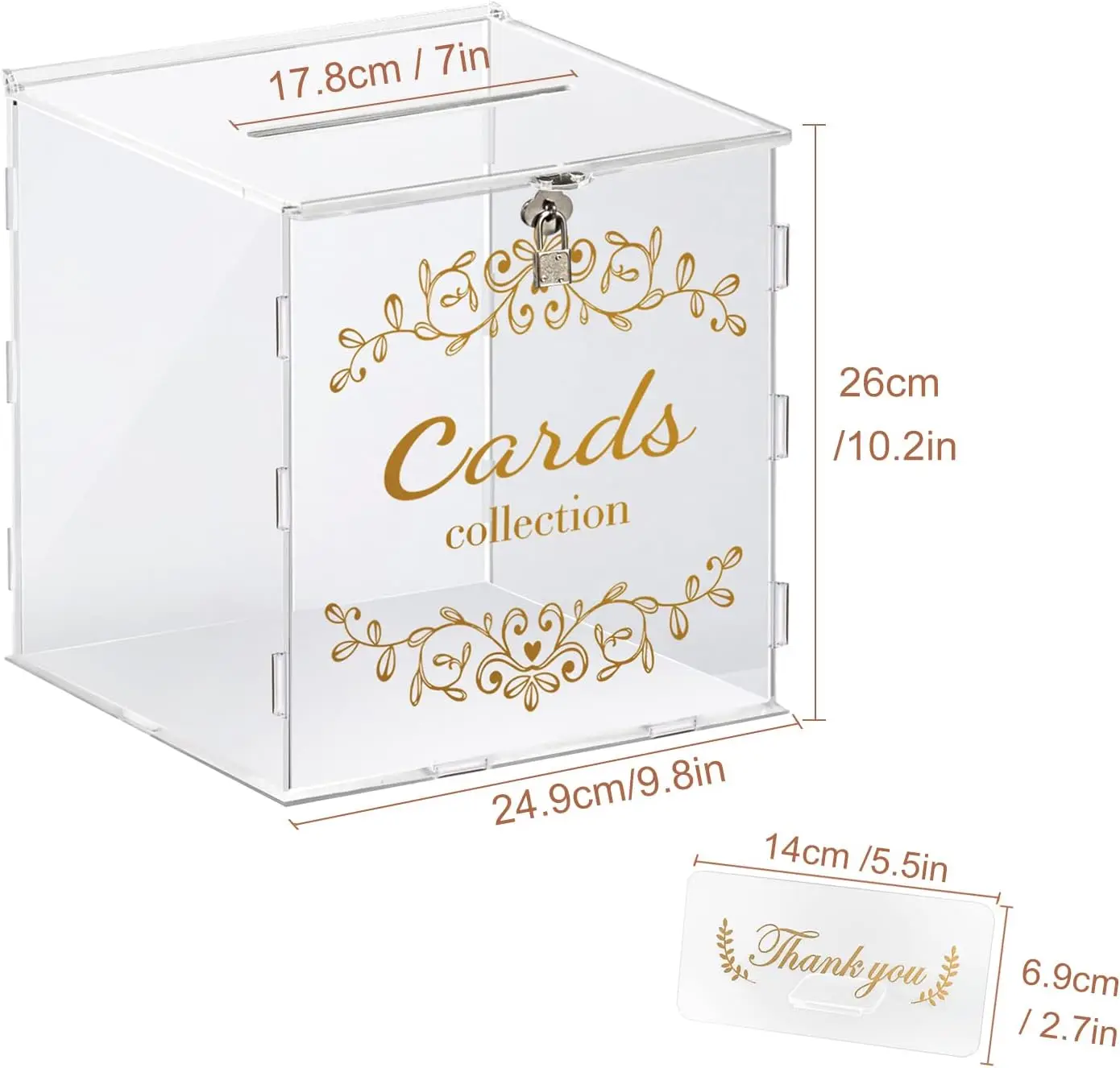 

Luxury Pink Rose Design Acrylic Glass Wedding Invitation Clear Locking Card Box With Sign for Quinceanera Party Display Racks