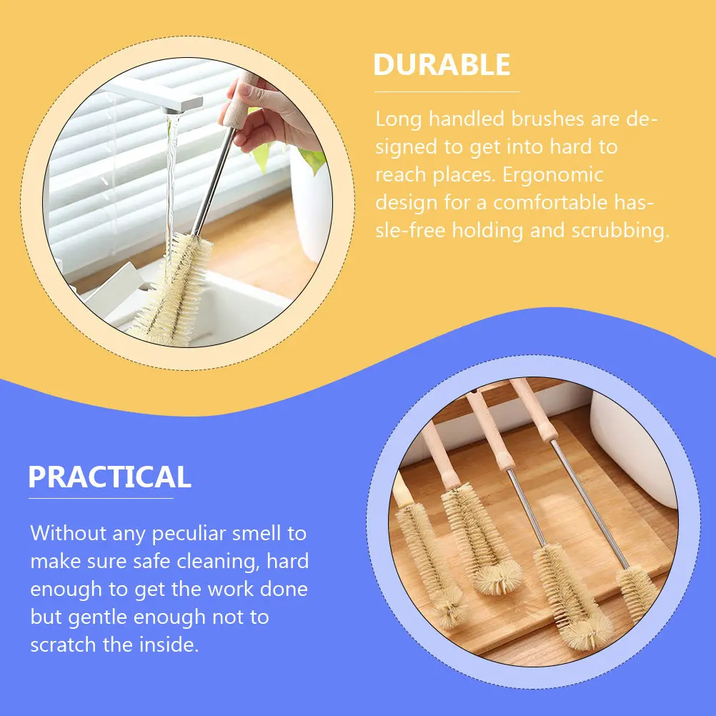 3pcs Baby Bottle Cleaning Brushes with Long Handle & Straw Cleaner – Ergonomic Design for Easy Cleaning