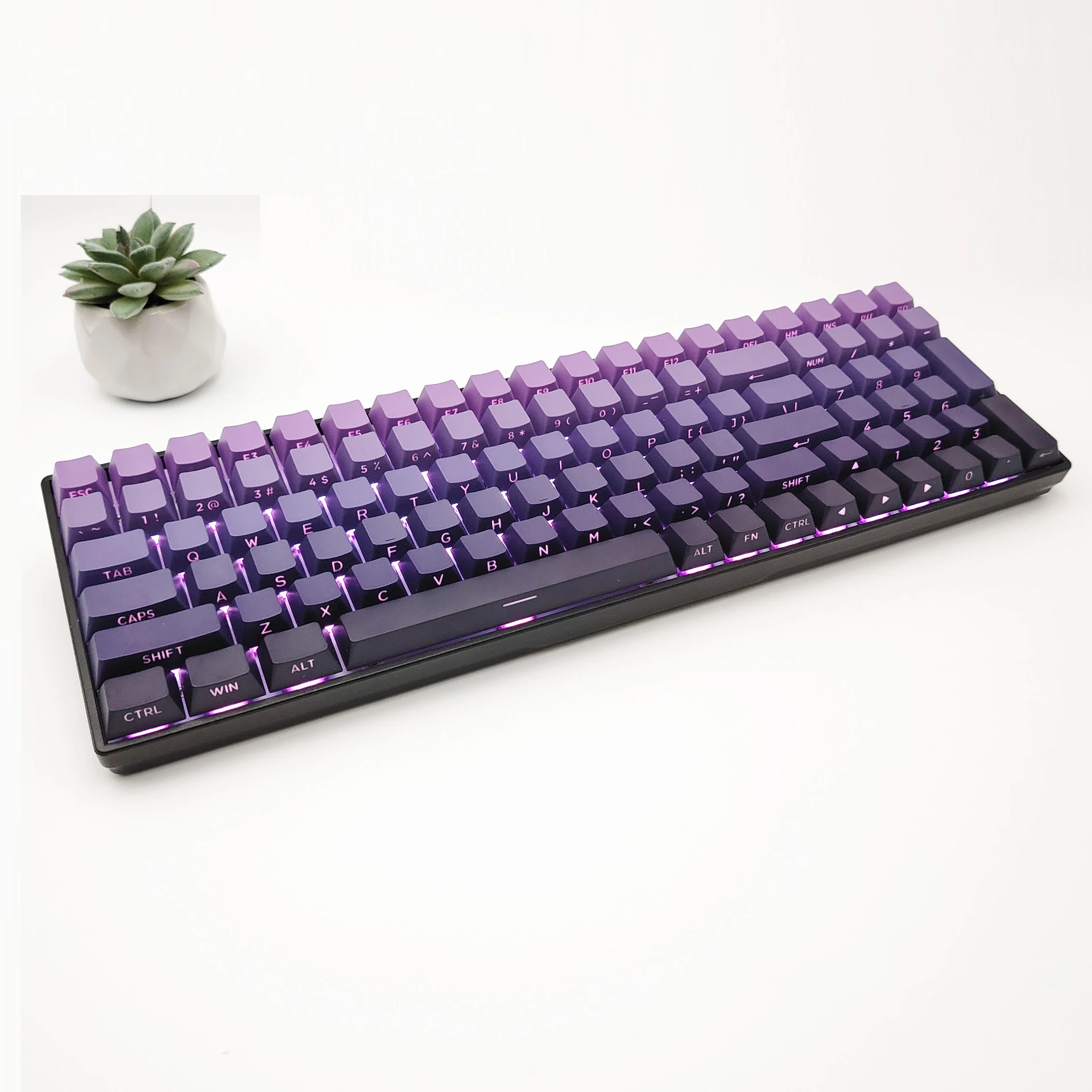 Imagem -02 - Side Print Brilho Através Keycap Grupo Double Shot Pbt Cherry Perfil Keycaps para Teclado Mecânico Interruptor mx Roxo 133 Chaves