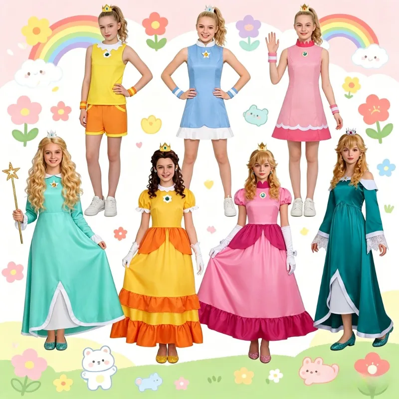

Super Mario Galaxy Rosalina, Princess Peach & Princess Daisy Dress Cosplay Costume, Stage Outfit, Halloween Apparel