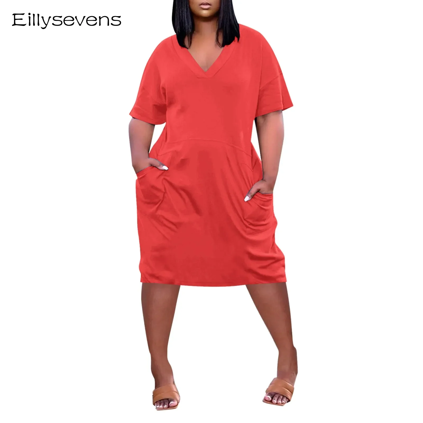 

Plus Size Dress For Women Clothing 2024 Summer Large Size Short Sleeve Vacation Beach Sundress Oversized Female Clothing