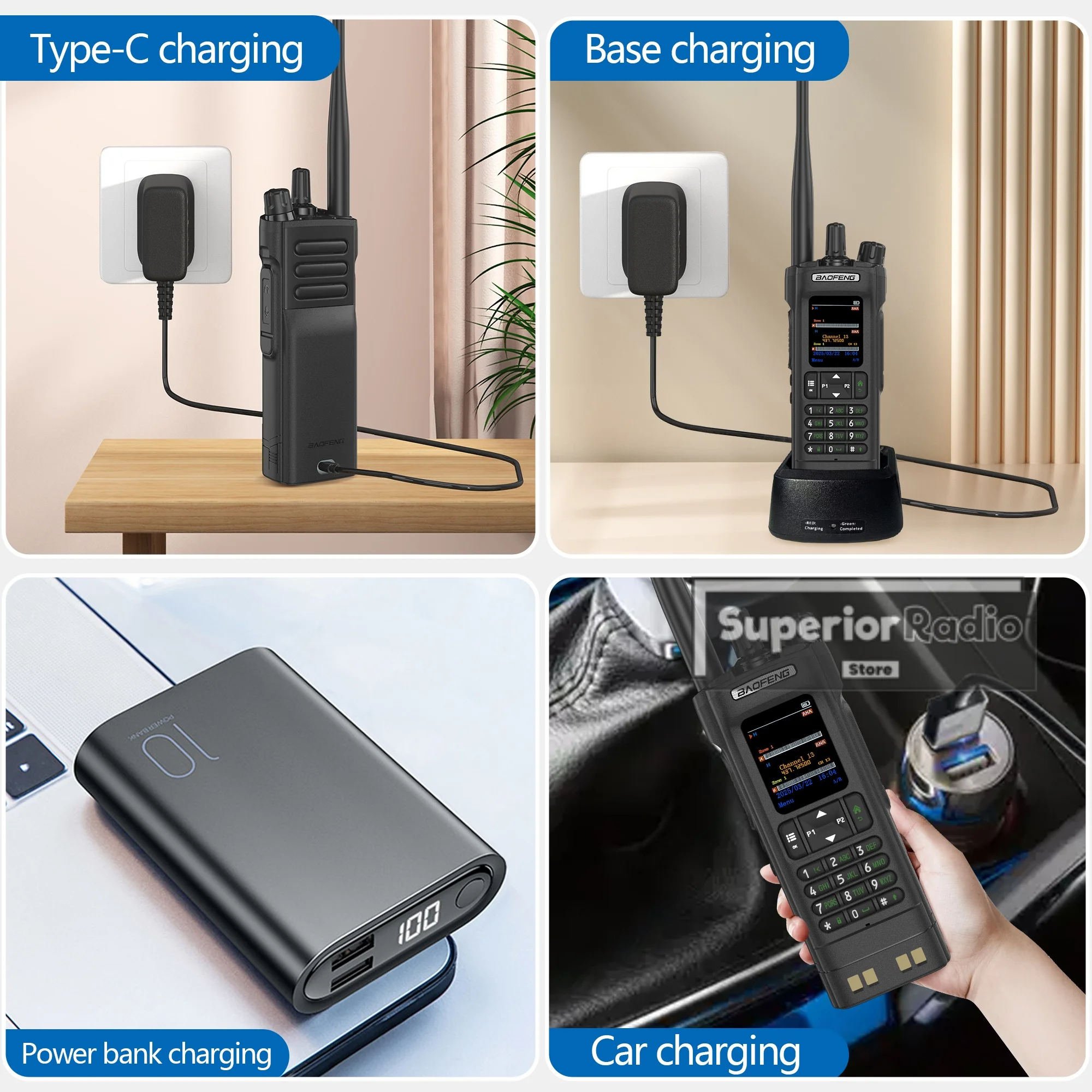 Baofeng DM-32 DMR Digital Walkie Talkie With Belt Clip Hoster GPS APRS High Power Long Range Dual Time Slot AES256 Type-C Charge