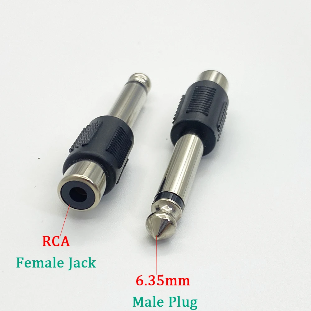 2/5Pcs RCA/AV Female Jack to 6.35mm Male Plug Mono Audio Connector 1/4 Inch to RCA Lotus Head Mixer DIY Microphone Adapter