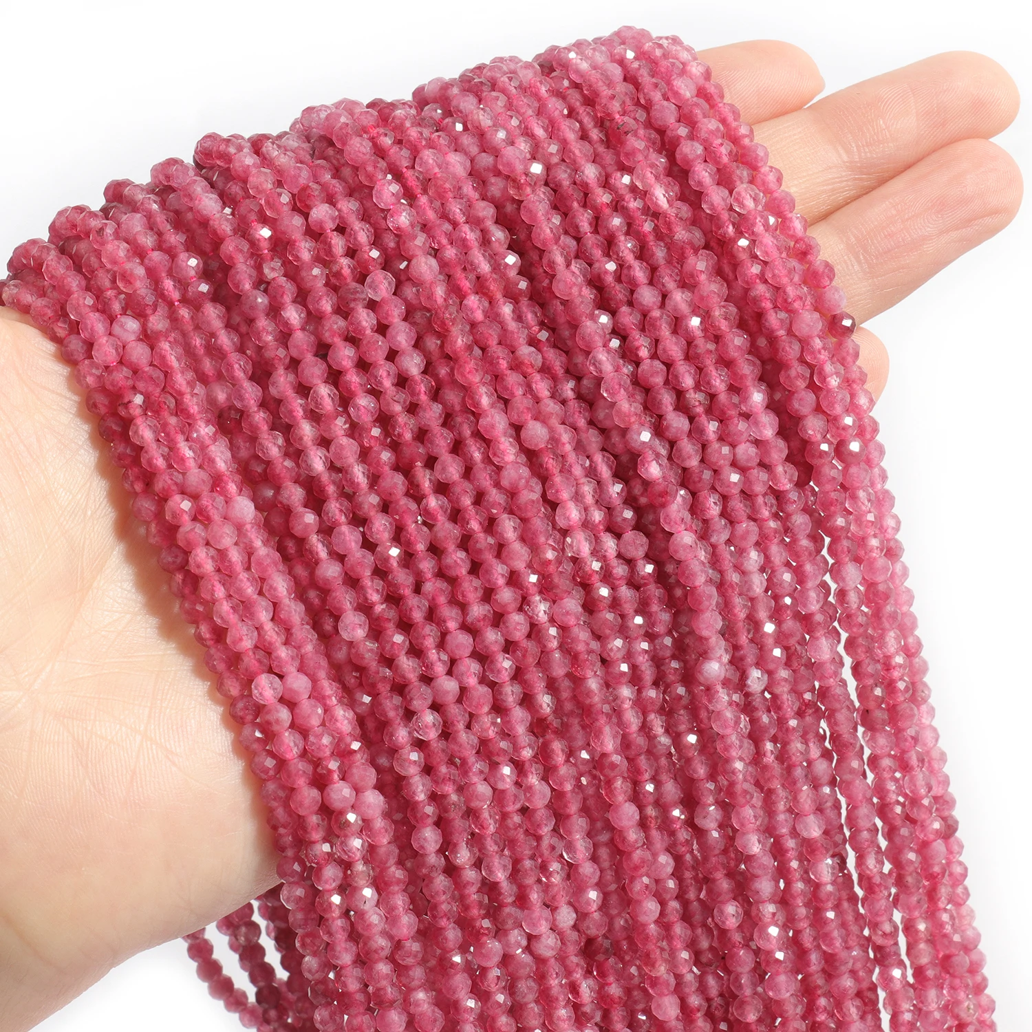 2 3 4 mm natuurlijke gefacetteerde roze zebra toermalijn rhodoniet opaal edelsteen kralen ronde minerale kralen voor sieraden maken DIY armband