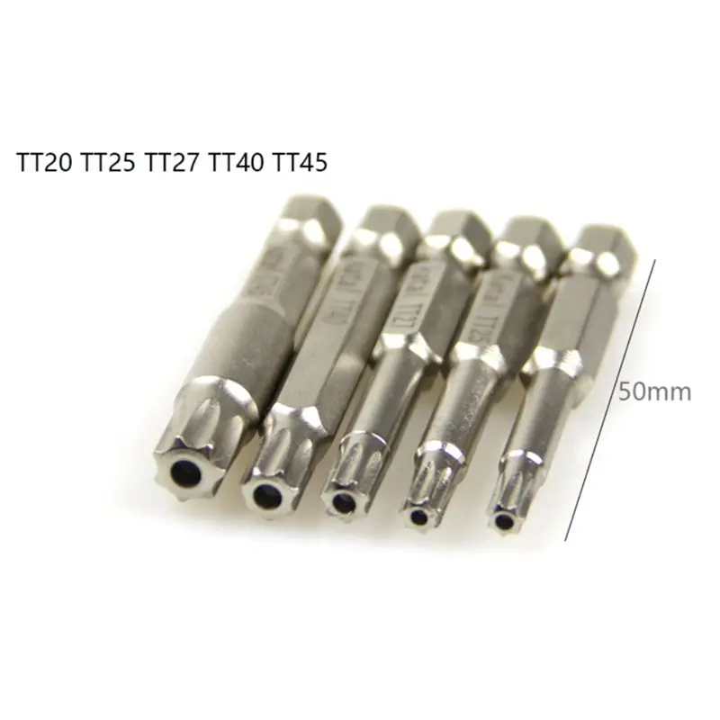 BAAJ-7-Pointed Hole Phillips Screwdriver Bit TT20 TT25 TT27 TT40 TT45 5 Pieces Hexagonal Handle Seven-Pointed Star Screwdriver B