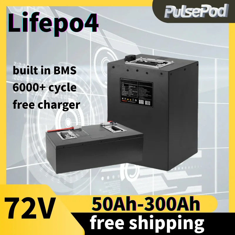 

72V 200Ah Lithium Battery 50Ah 70Ah 90Ah 100Ah 150Ah 180Ah 300Ah Lifepo4 Batteria for 3000W 5000W 7000W Golf Cart Forklift