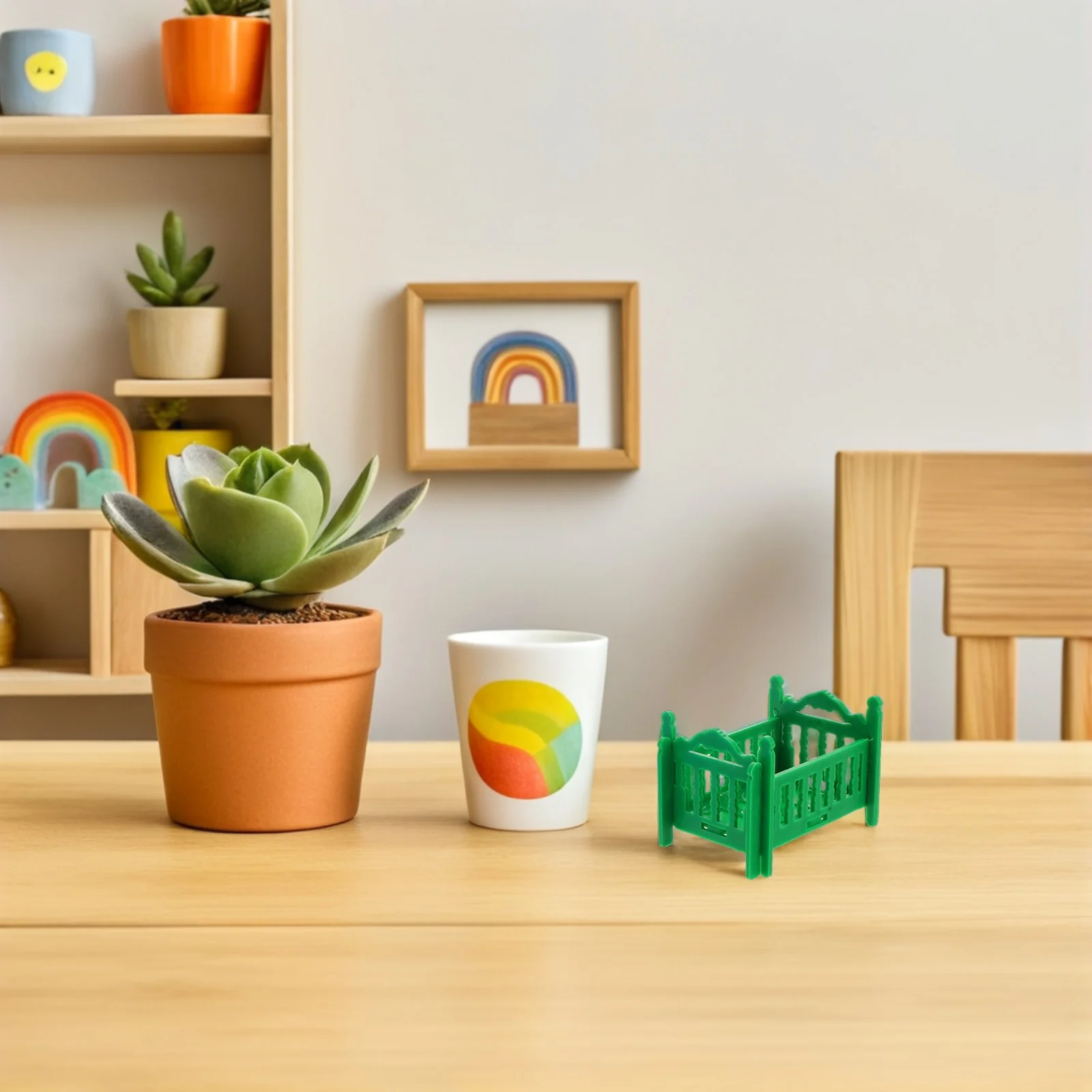 

18Pcs Dollhouse Furniture Set Miniature Crib Bed for Pretend Play Realistic Design Kids Roleplay Tiny Bedroom Accessories