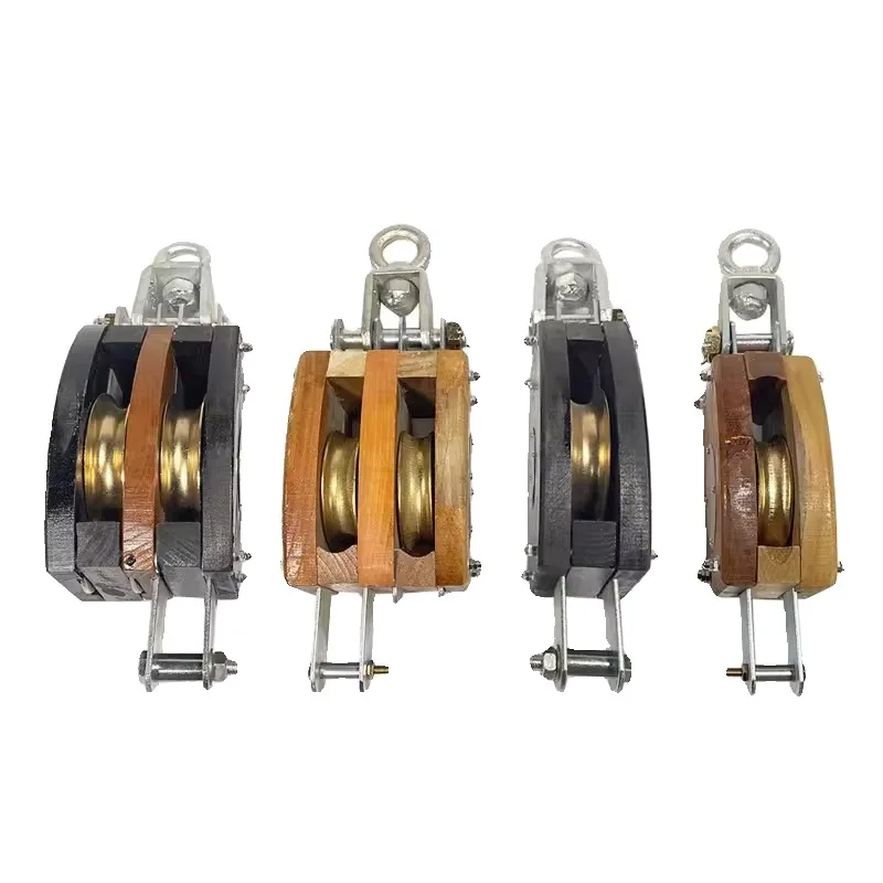 

Marine Wooden Pulley Block 6 8 10 12 Inch, Single Double Triple Sheave for Lifting & Rigging