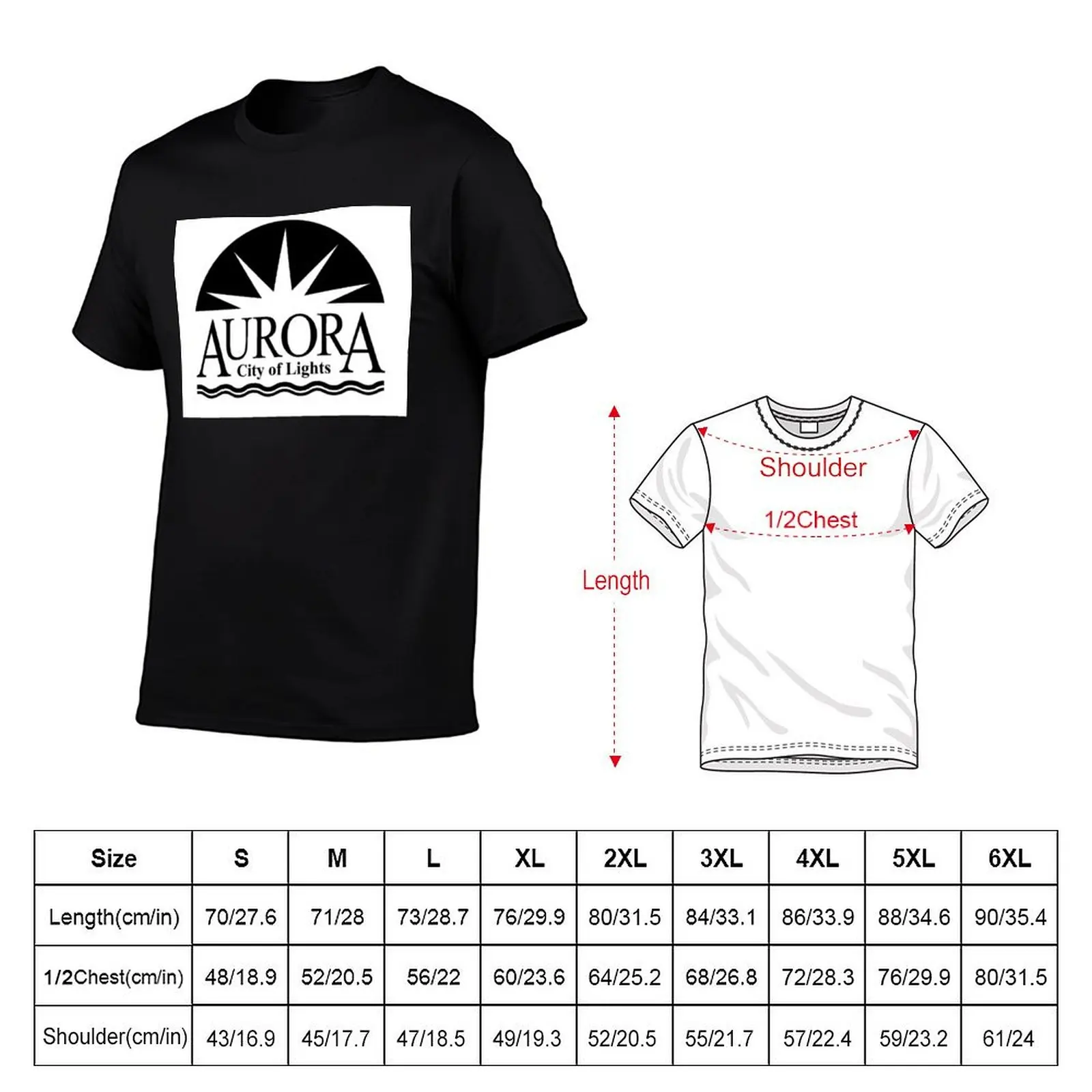 Flag of Aurora, Illinois USA T-Shirt Fashion Graphic Tee for Men