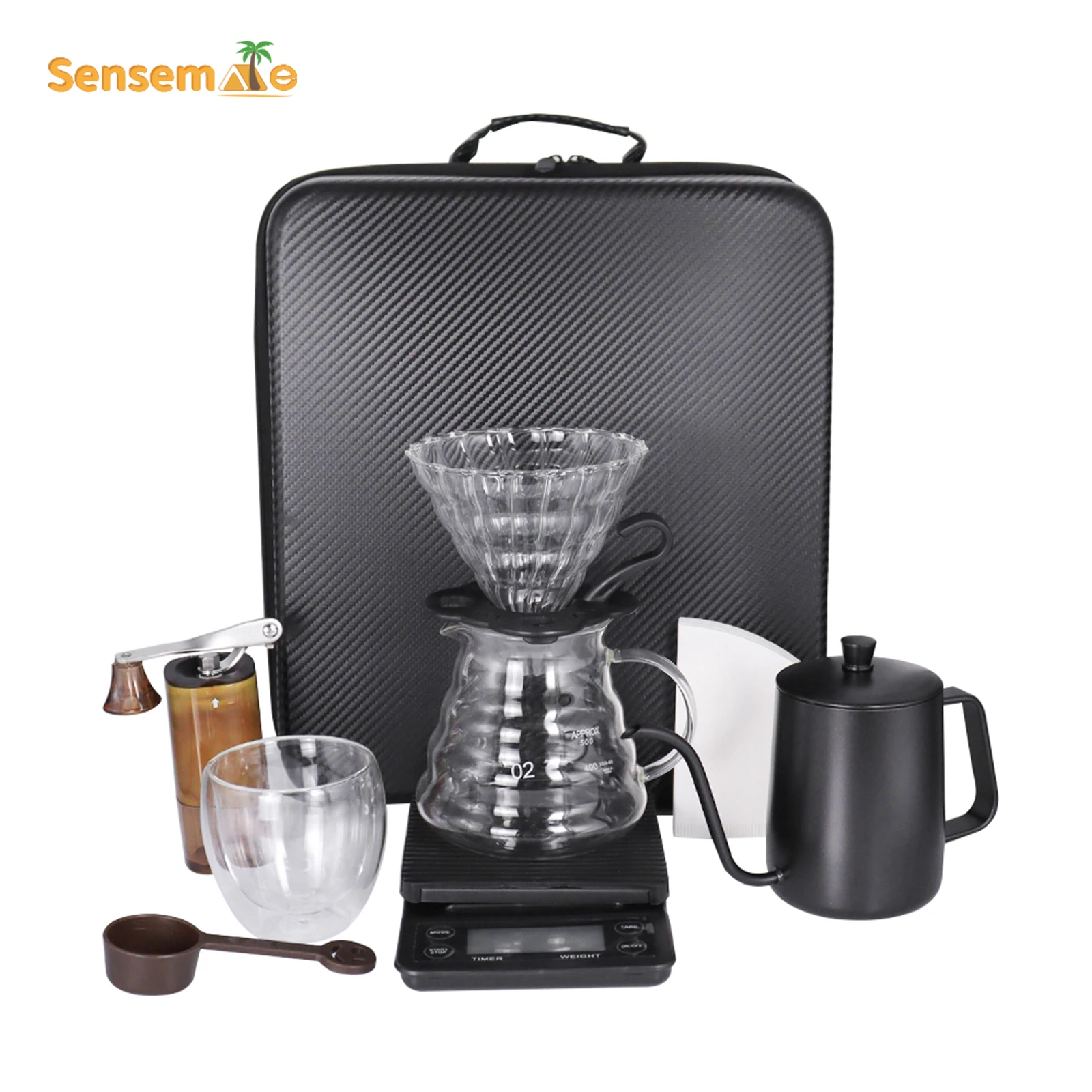 Immagine 6: Set da caffè portatile Kit da caffè da campeggio Set da versare con gocciolatore per macinacaffè per regalo da viaggio per picnic Accessori per caffè