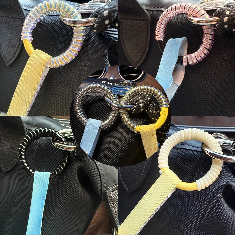 

5Pcs Idol Doll Plastic Keychain Winding Rope Multi-Colored Anti Lost Coil Winding Fixed Rope for Dolls Pendants