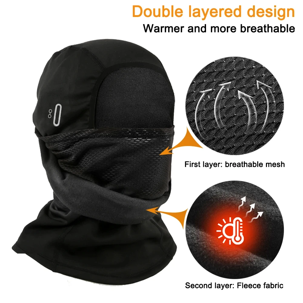 Winter Warm Balaclava Hat Double Layer Breathable Cycling Cap Outdoor Sport Full Face Cover Scarf Motorcycle Bike Helmet Liner