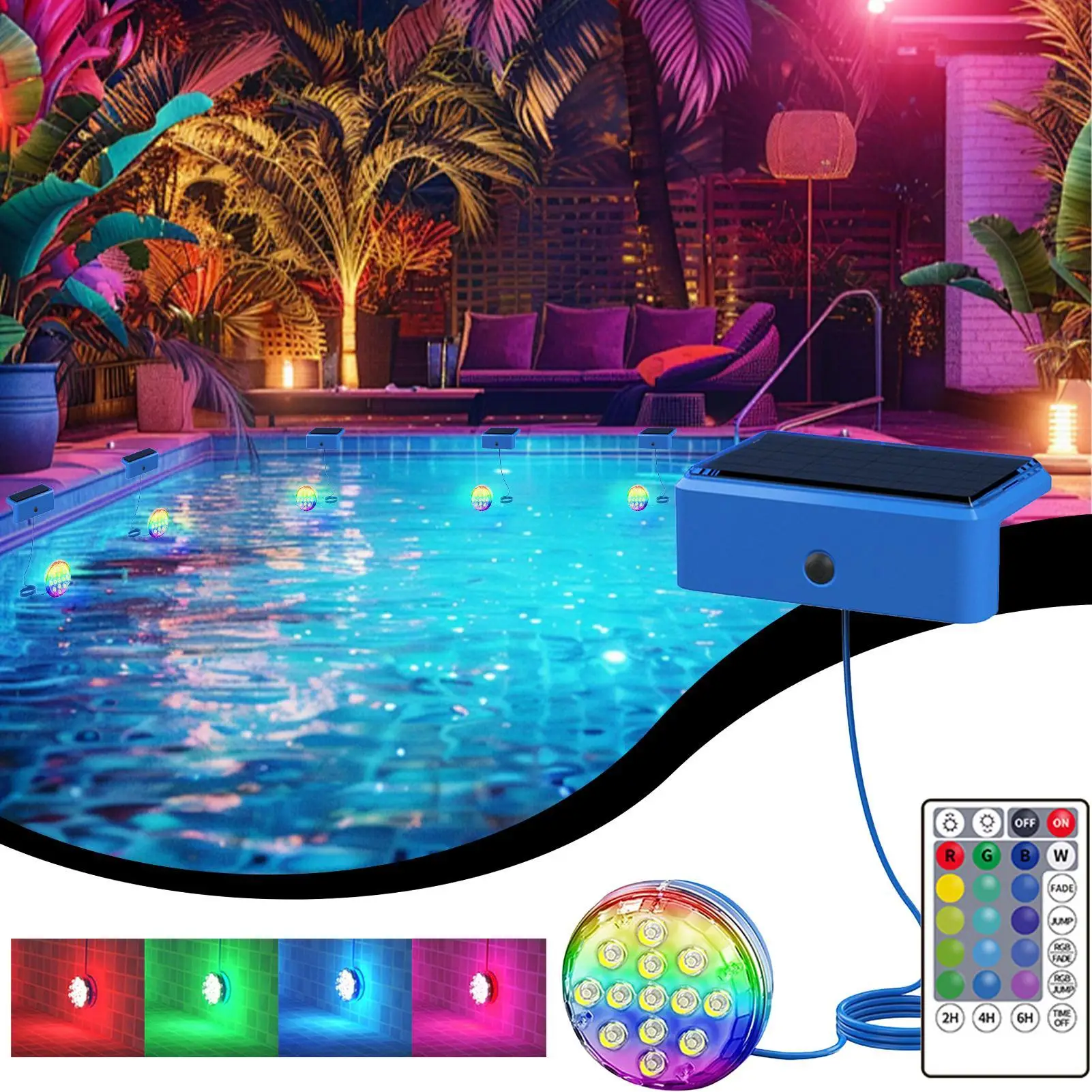 

2025 new Solar Pool Lights Swimming Pool Solar Lights with Timer Multi-modes Magnetic Submersible Lighting Accessories