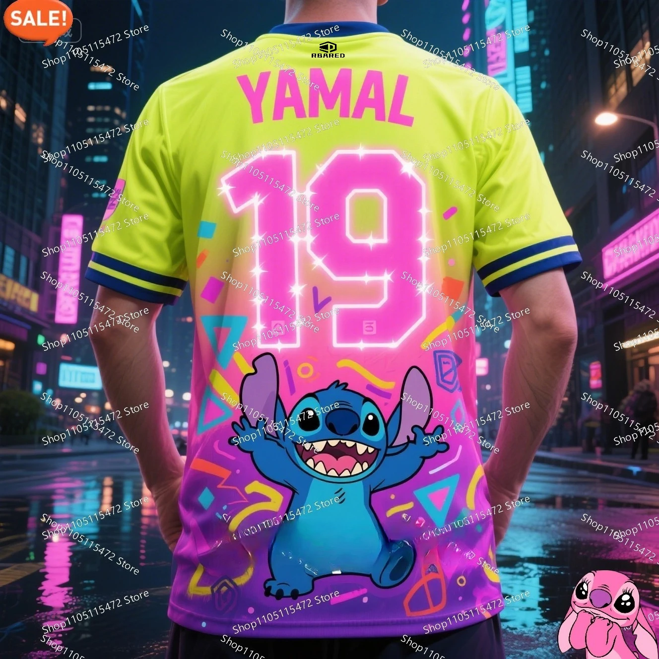 طباعة ثلاثية الأبعاد غرزة و يامال التعاون كرة القدم Ai تي شيرت لطيف وأنيق مريح الصيف الاطفال الكبار بنين بنات RBARED #2