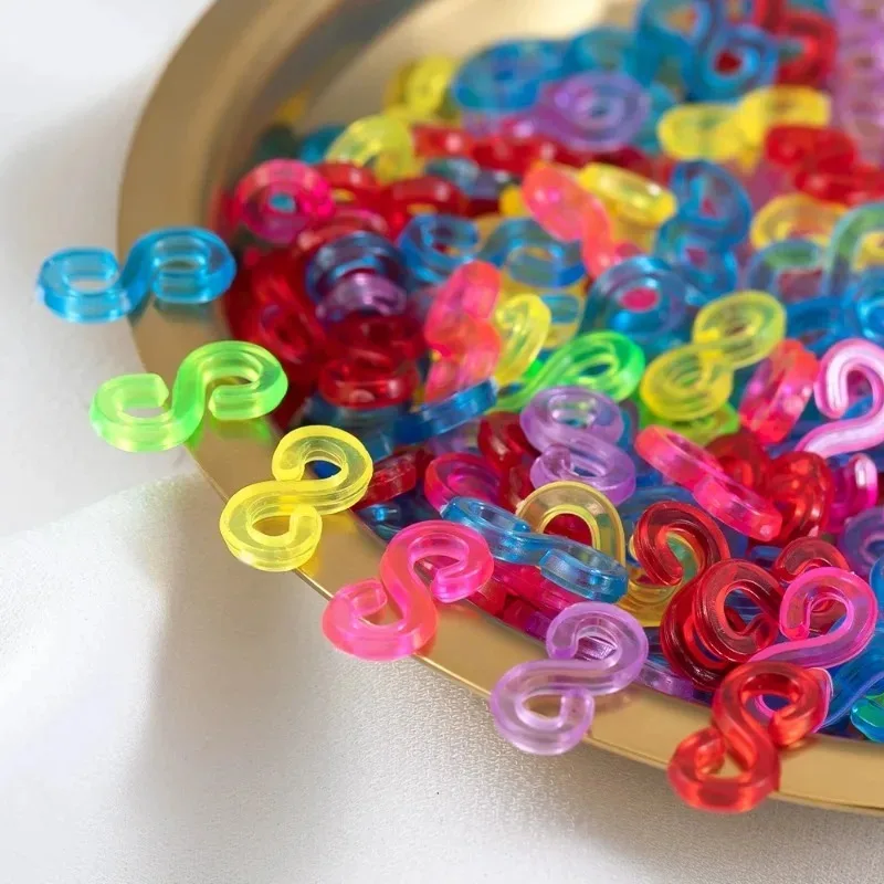 Colorful Mini S-shape Clips DIY Rubber Band Lock Hook for Charm Woven Bracelet Kids Handmade Jewelry Making Accessories Supplies