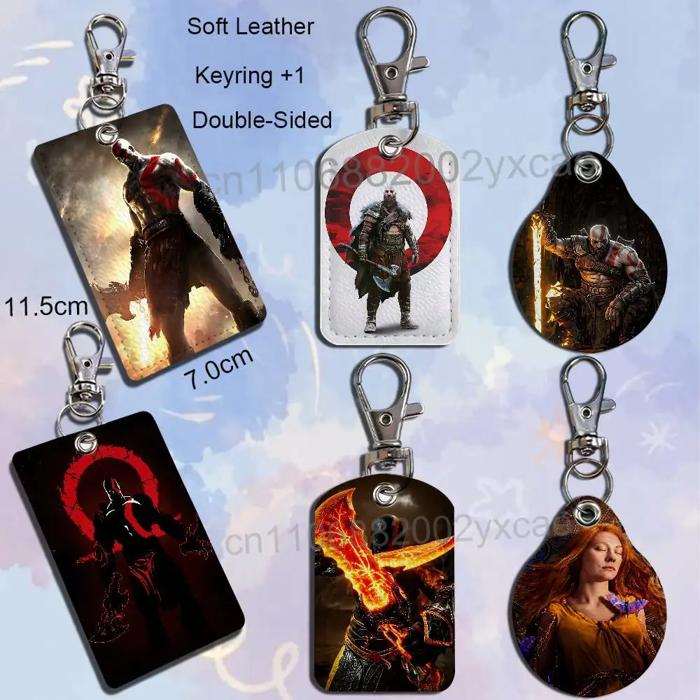 Laufey God of War Black background Kratos Card Holder With Keychain Executive Protection For Bank Credit Subway Bus Case