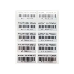 100pcs silver serial number tamper proof sticker 30X15mm security seal authentic tear invalid unique barcode sticker