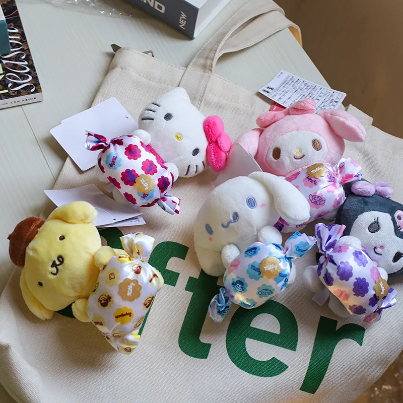 ハローキティぬいぐるみクロミメロディシナモロールペンダントかわいい漫画ぬいぐるみバッグバックパックキーホルダー