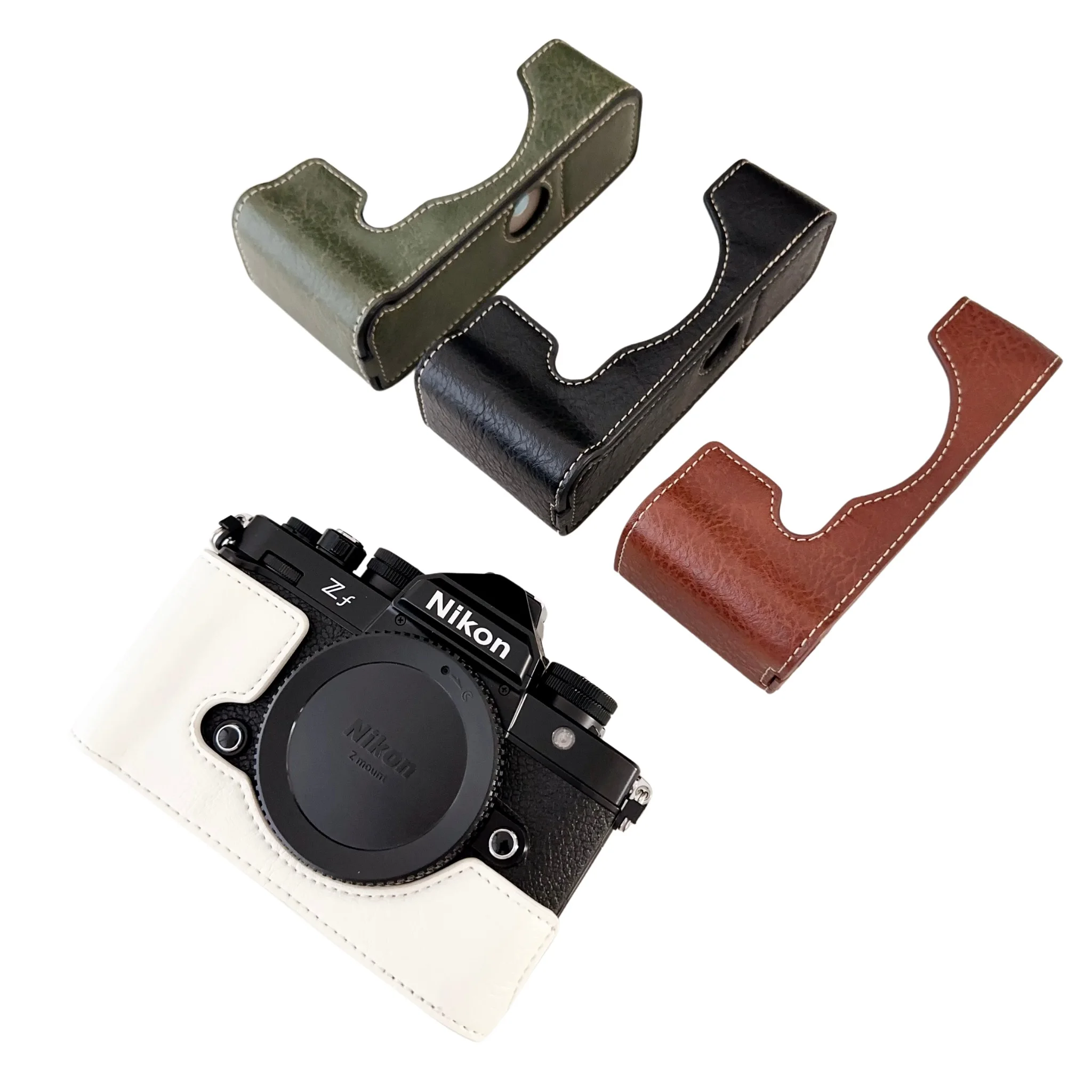 Buffalo Pattern PU Leather Case Camera Video Bag Half Body Base Protector for Nikon Zf Z f Protective Opening Bottom Cover