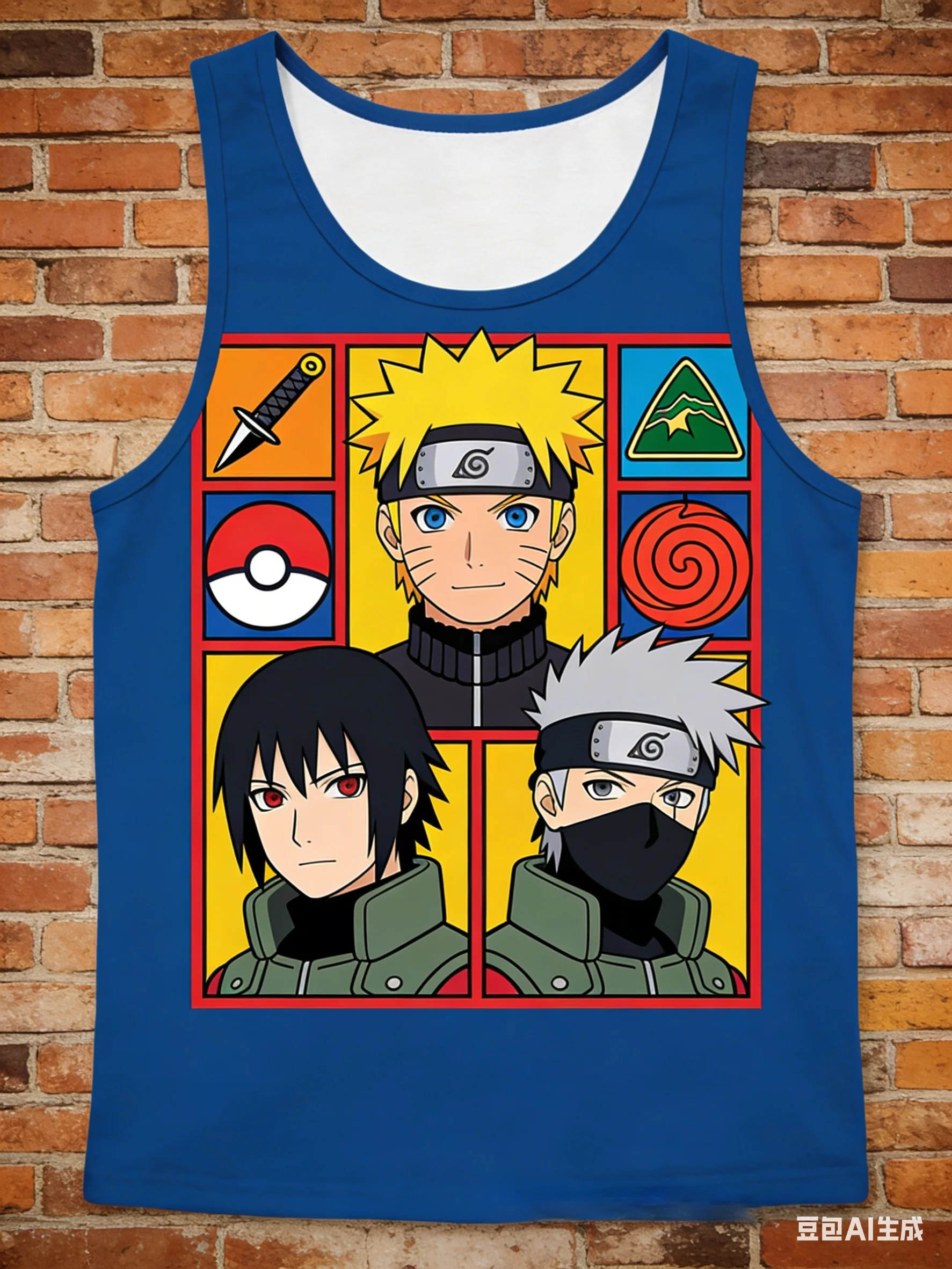 

Naruto Vest Men Summer Loose Sleeveless T-Shirt Naruto Sasuke Anime Print Trendy Tank Top