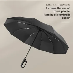 Extra Large Reinforced Wind-resistant Rain-resistant Dual-purpose UV-resistant Fully Automatic Ring-buckle Umbrella