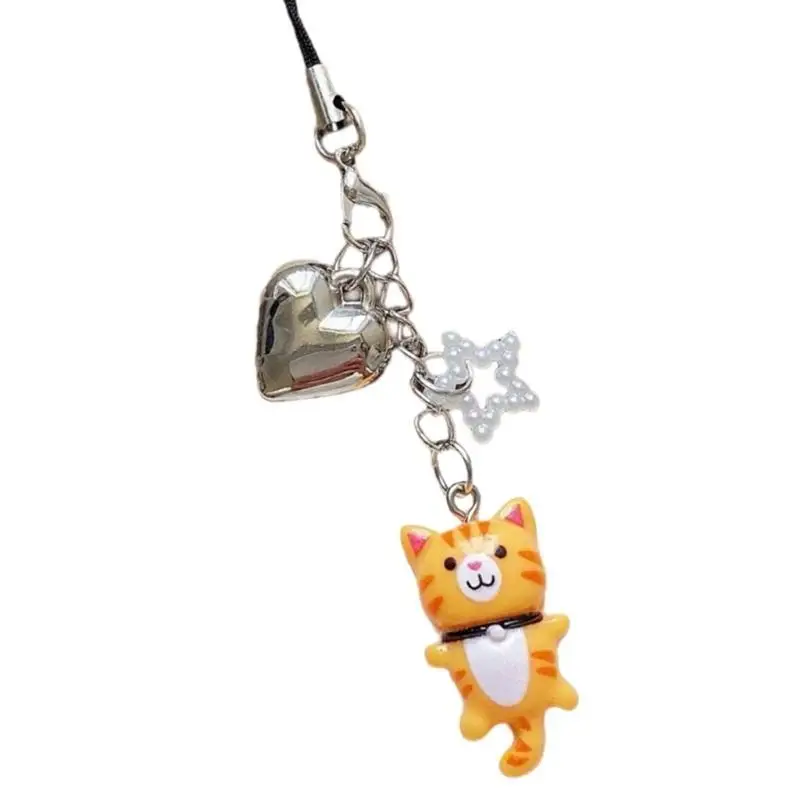 31BB Practical Handmade Beadwork Cats Hanging Ornament Versatile Phone Charm Portable for Styles Upgrades Daily Use