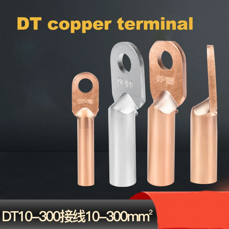 Wire Terminal Copper Crimp Splice DT-10 DT-16 ~300 Silver Tin Plated Block Bare Bolt Hole Nose Tube LUG Cable Connector