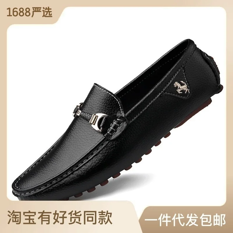 

Spring Autumn Mens Casual Leather Loafers Men Loafer Shoes Mocasines Hombre Mocassini White Black Slip-On Big Size Dropshipping