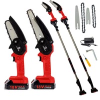 F 2-in-1 Cordless Long Pole Chain Saw Detachable Aluminum Alloy Rod Electric Telescopic Pole Chainsaw 21v Lithium Battery