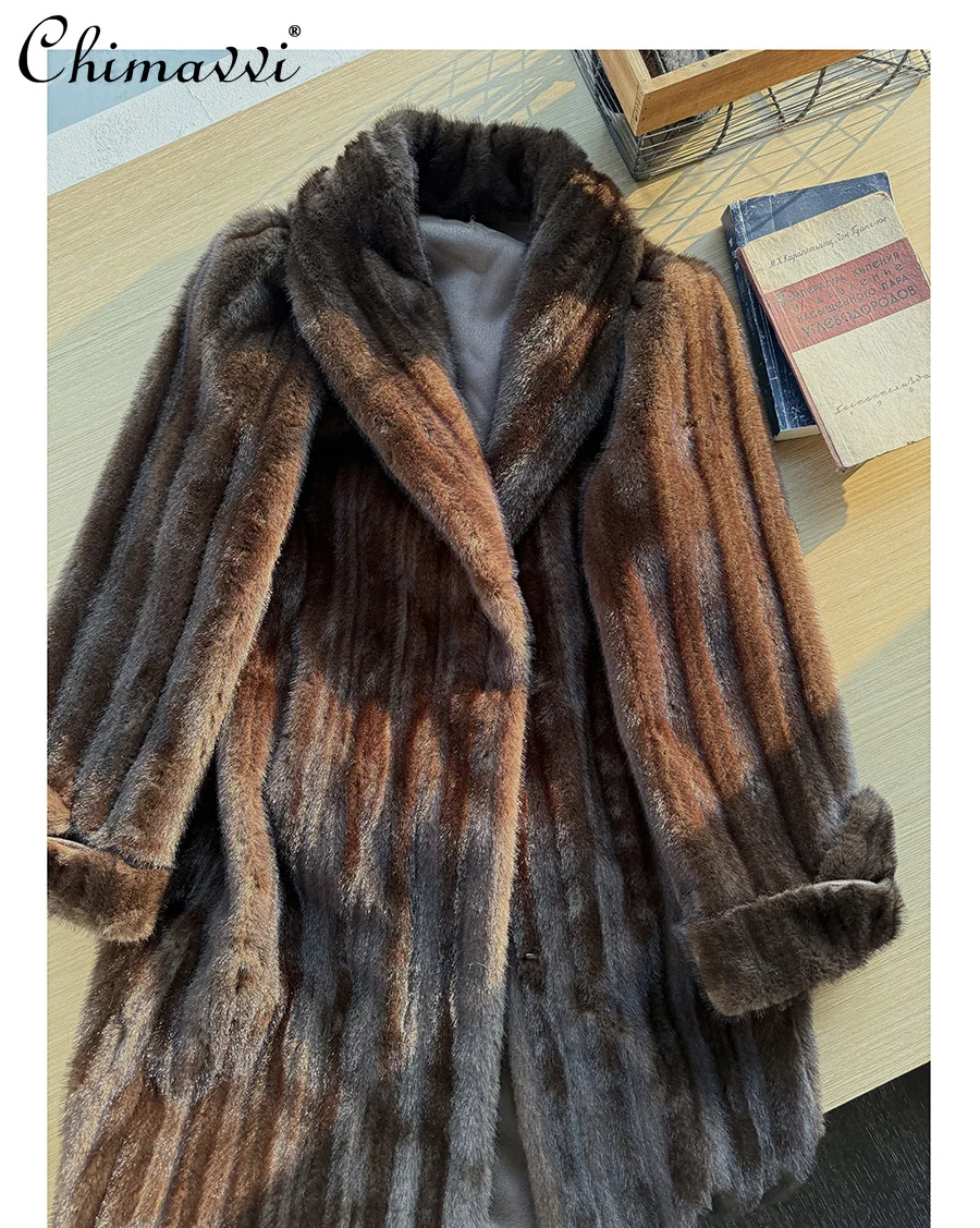 Winter Neue Mode Mid-Länge Pelzmantel Mode Verdickt Mantel Nachahmung Nerz Pelz Retro Pelz Integrierte Langarm Jacke