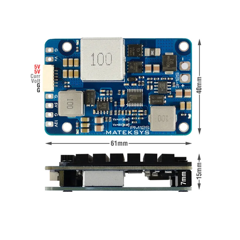 MATEKSYS PM12S-3 Power Module 3-12S LIPO 5V 9V VX BEC with HeatSink for RC Multirotor Fixed-Wing Airplane FPV Cinelifter