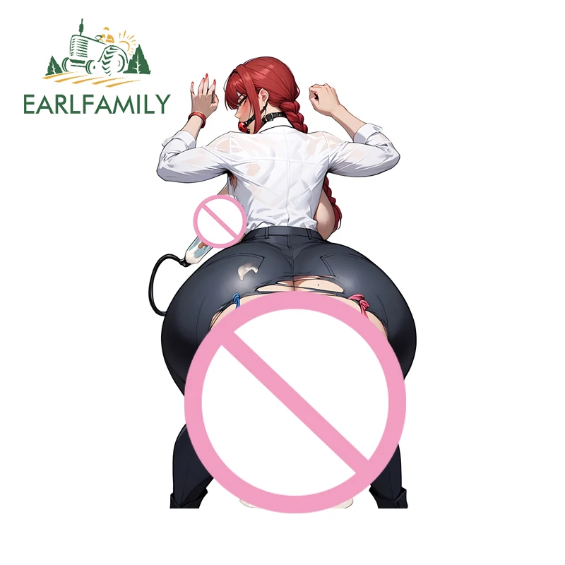 EARLFAMILY Makima Red Tattoos Girl Nude Ass Hentai Car Stickers Ecchi Huge Butt Waifu Booty Vinyl Decals Motorcycle Racing Decor