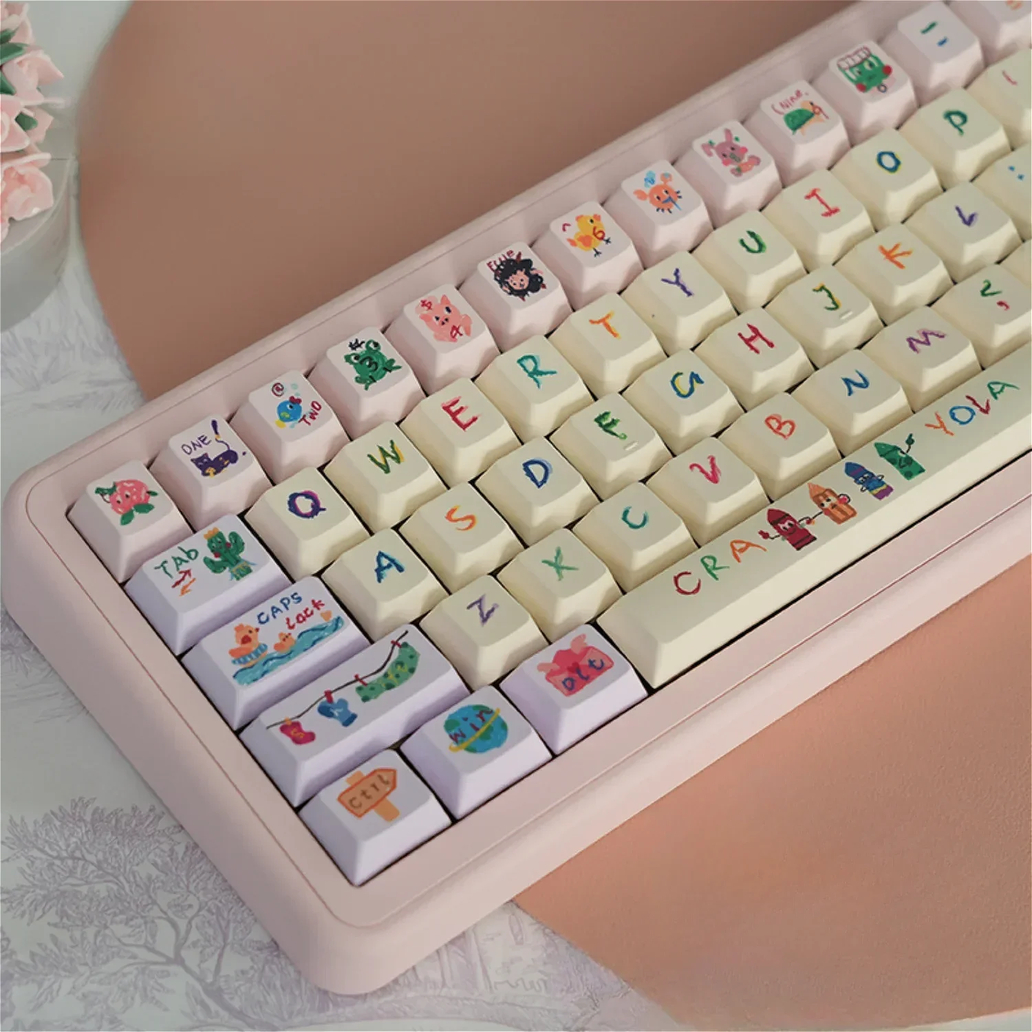 Keycaps PBT de Cherry para niños, 143 teclas, Anime bonito personalizado, adaptado para teclados mecánicos 60/80/87/98/104/108