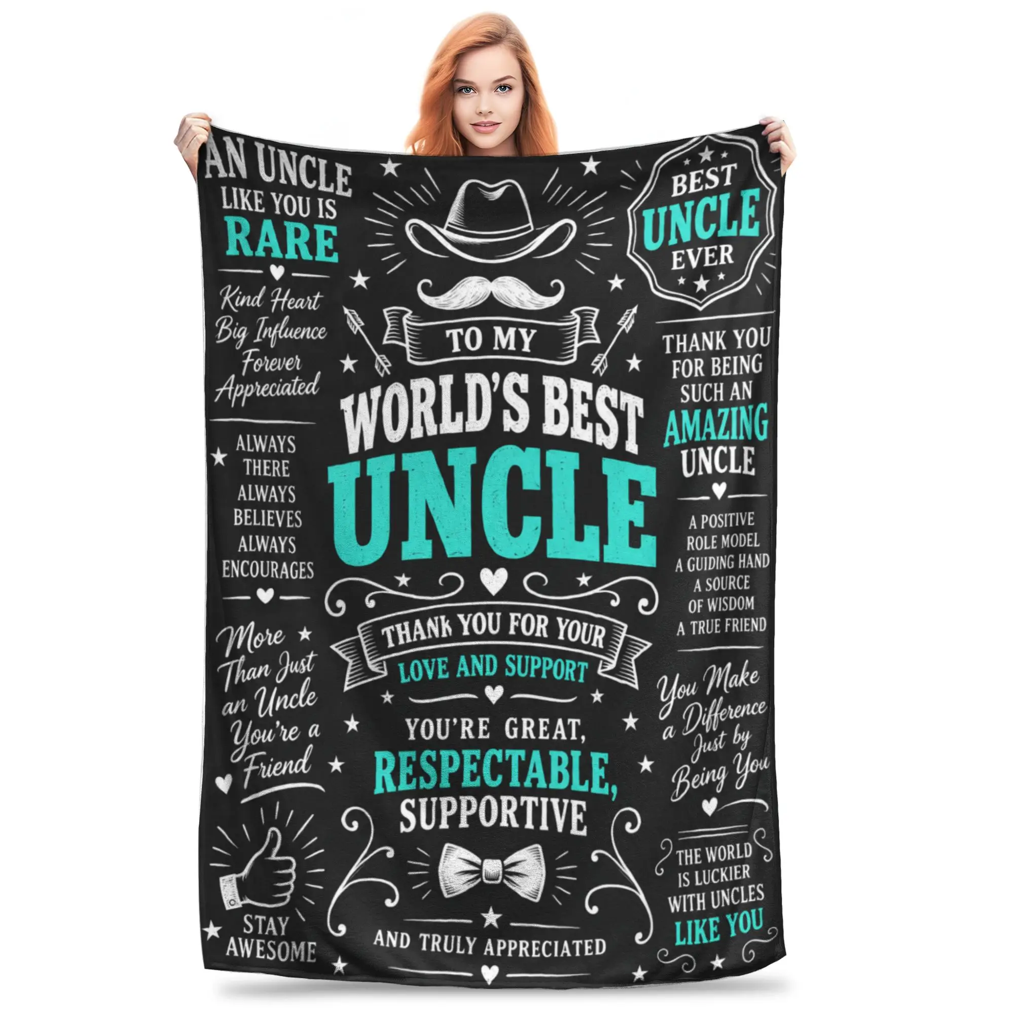 1PC World's Best Uncle Tee Thanksgiving Gifts to Abuelo Papa Winter Blankets for Adults Bedding Home Interior Sofa Knee