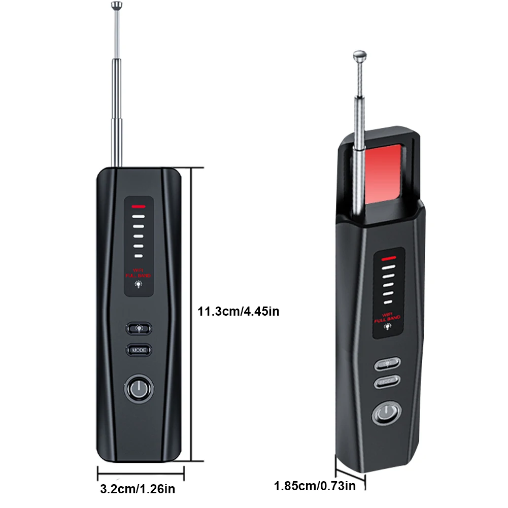 كاشف الأخطاء والكاميرا المخفية 5 مستويات حساسية علة GSM GPS WiFi المقتفي كاشف الكاميرا اللاسلكية القابلة لإعادة الشحن للأمن