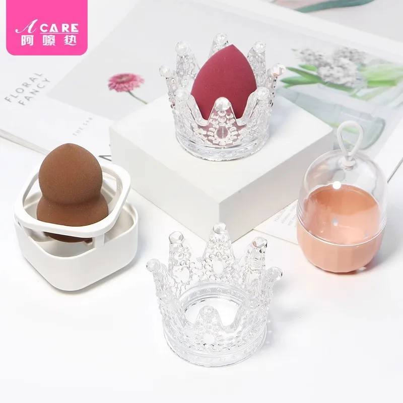 DX01/Boîte de rangement/cosmétique eggB1PQ0-Sponge maquillage producteurs titulaire avec couvercle poudrier anti-poussière portable respirant et transparent