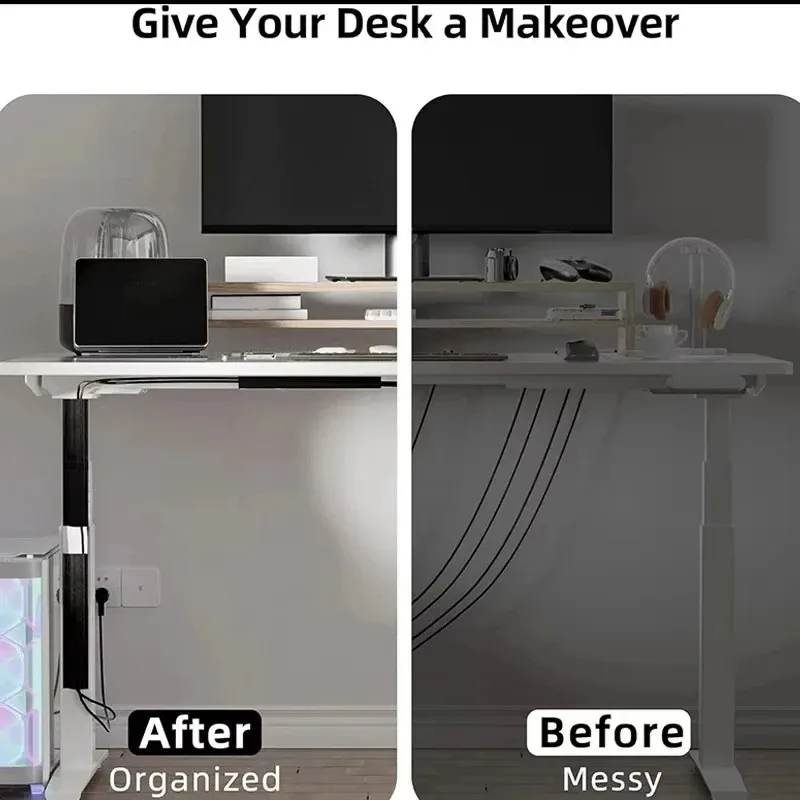 1PC PVC Channel Under Desk Cable Management Tray Organizer Power Cord wire hider Strip Protecter No Drilling Cable Raceway view 4