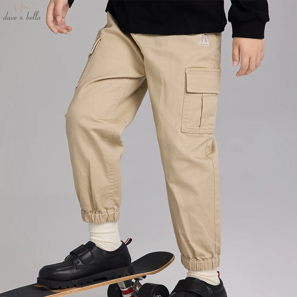

Dave Bella, детские осенне-весенние брюки, брюки-карго с эластичной резинкой на талии для мальчиков, повседневные спортивные брюки для бега с карманами DK3252742