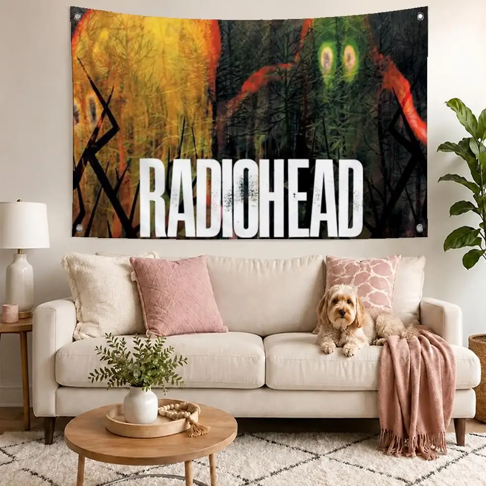 Alt Band Radiohead Flags Concert Print Wall Hanging Art Banner, Indoor Outdoor Bedroom Home Decor Backdrop, Perfect Gift