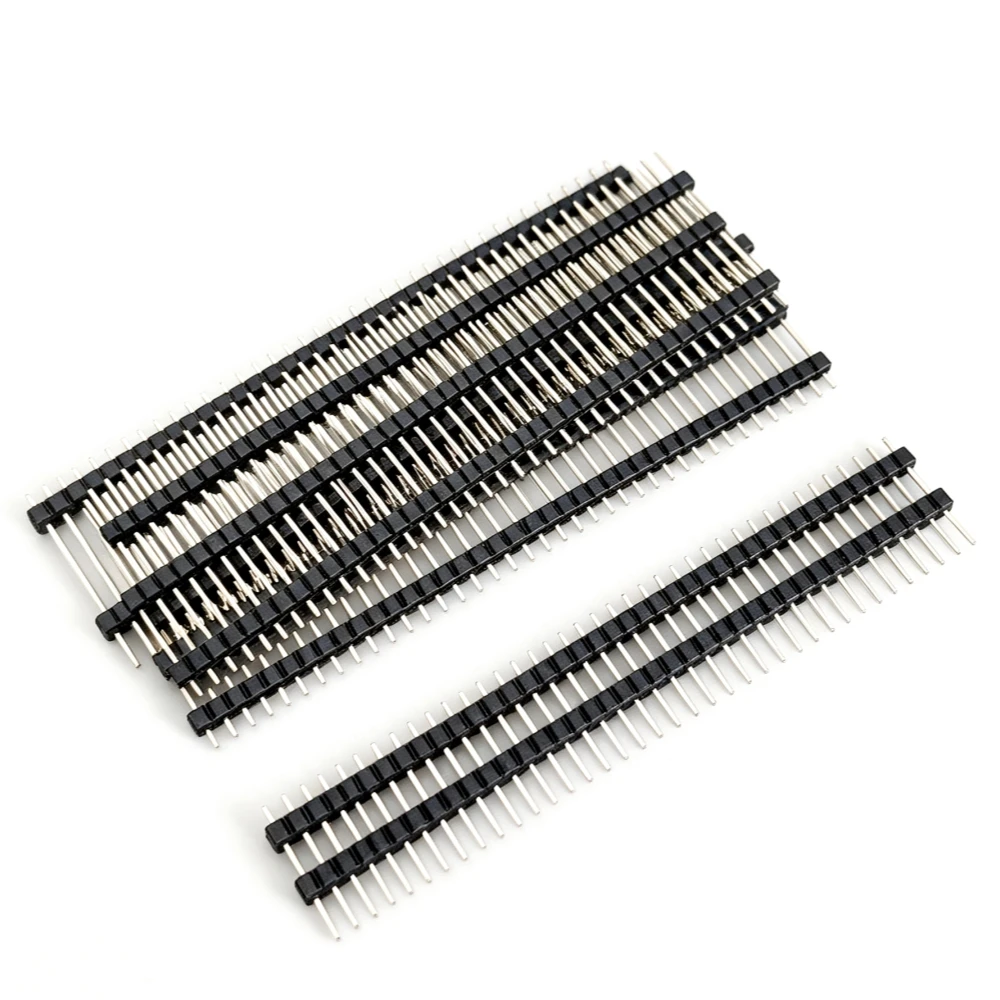10Pcs 2.54mm Male Pin Header 1x40P Straight Single Row Double Plastic PCB Board Connector Spacer 17/19/21/23/25/30mm