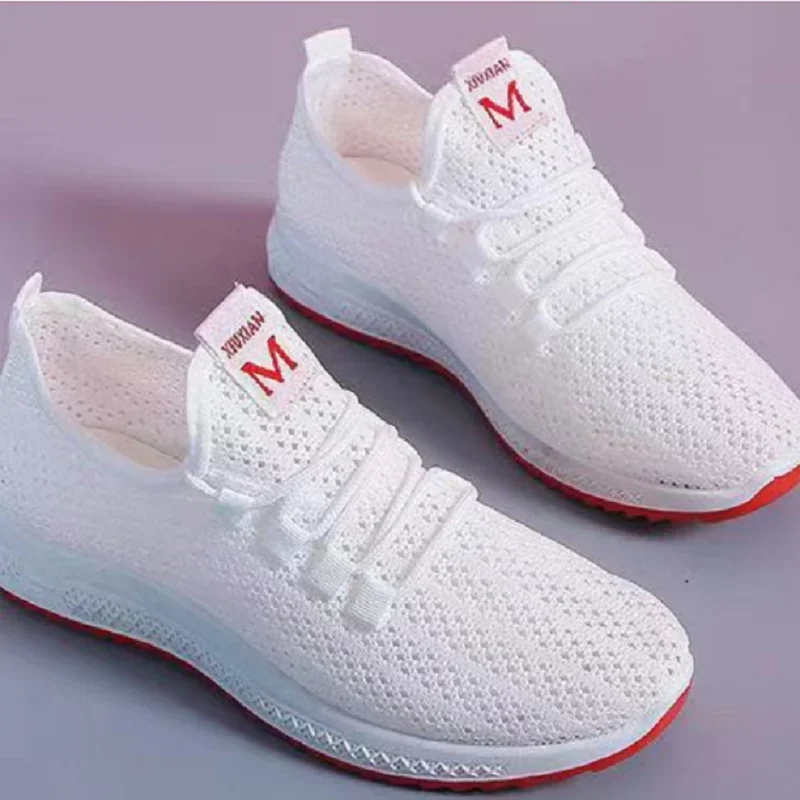 Sports Shoes Summer Women Breathable Sneaker Shoes Women Comfortable Mesh Lace-Up Flats Woman Casual Non-Slip Platform